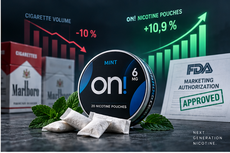 Ilustrace k řadě on! PLUS &ndash; nikotinov&eacute; s&aacute;čky s technologi&iacute; NICOSILK a přihr&aacute;dkou na použit&eacute; s&aacute;čky